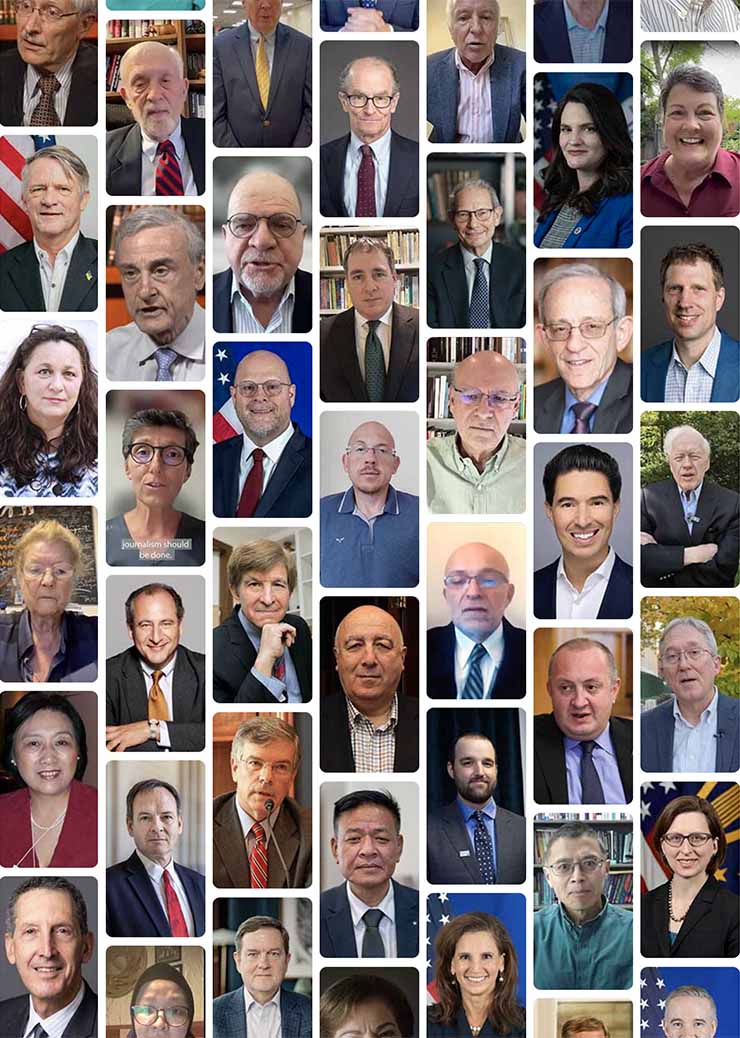 A grid of portraits of people who have created testimonial videos supporting the #SaveVOA campaign.