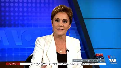 Screenshot of Kari Lake appearing on VOA's Persian broadcast.