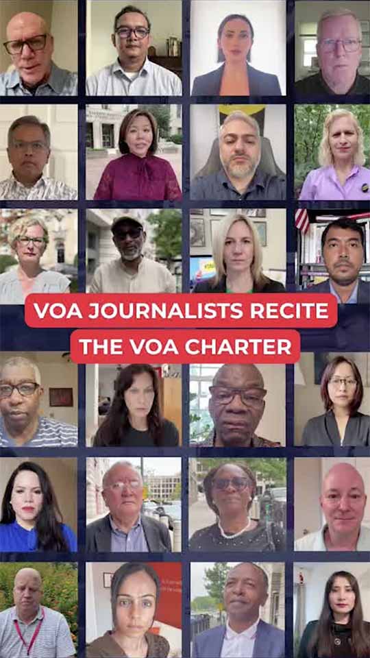 Grid of VOA journalists' portraits.